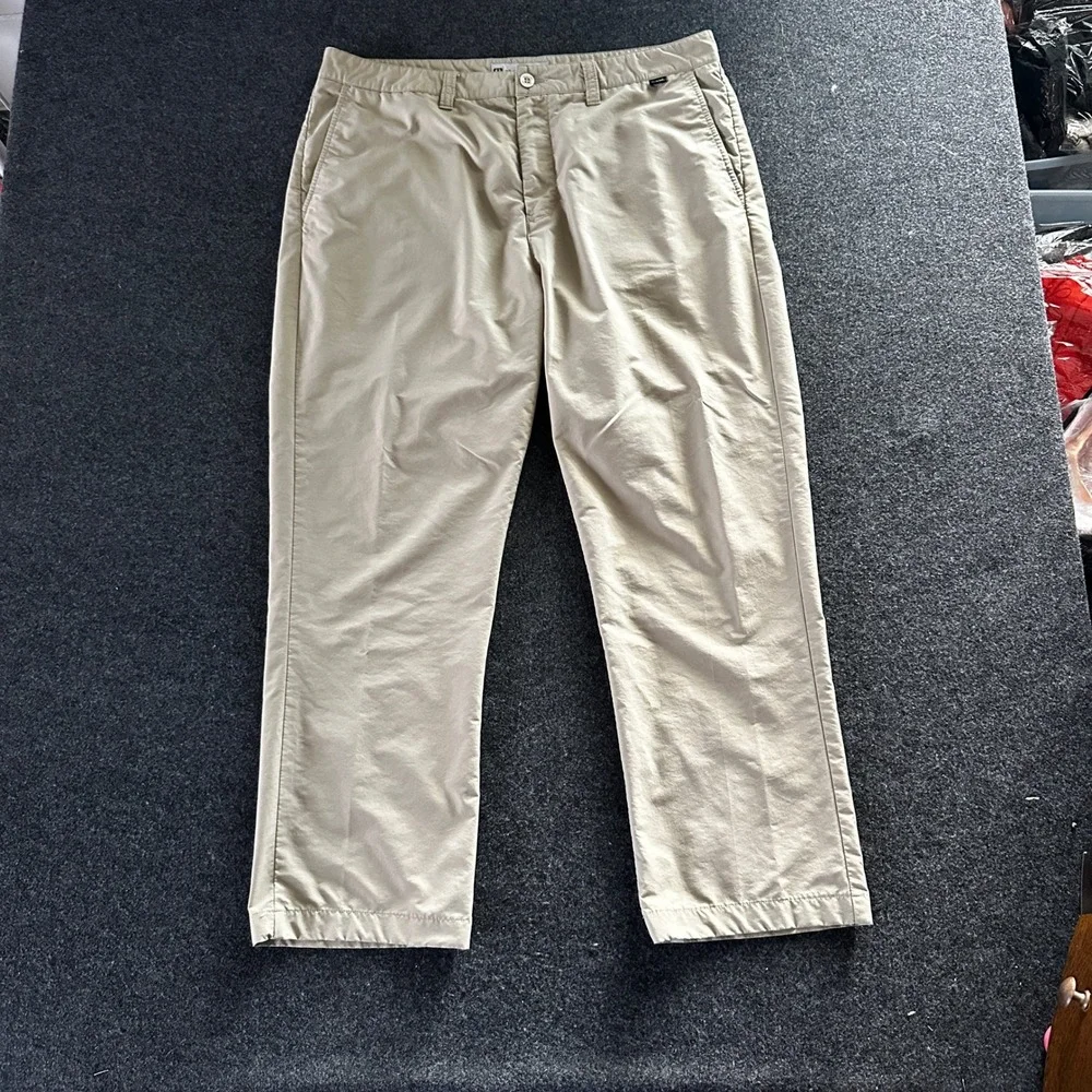 TravisMathew Mens Tan Khaki Performance Golf Pants 36 Stretch Chino Trousers